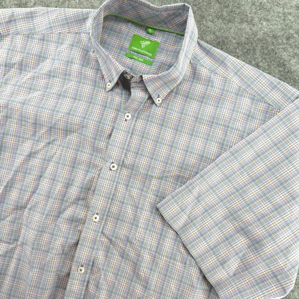 Forsyth of Canada Button Down Shirt XL Multicolor Plaid Non Iron Short Sleeve